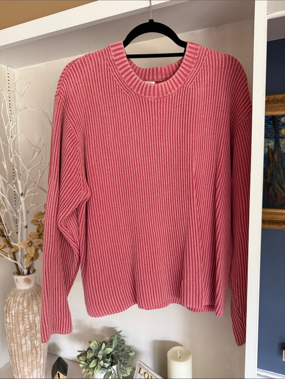 Jetty Ribbed Crewneck Sweater in Dusty Rose